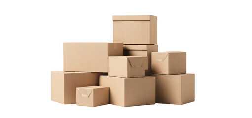 stack of cardboard boxes isolated on a white background