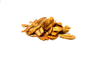 banana chips caramel brown sugar isolated on white background