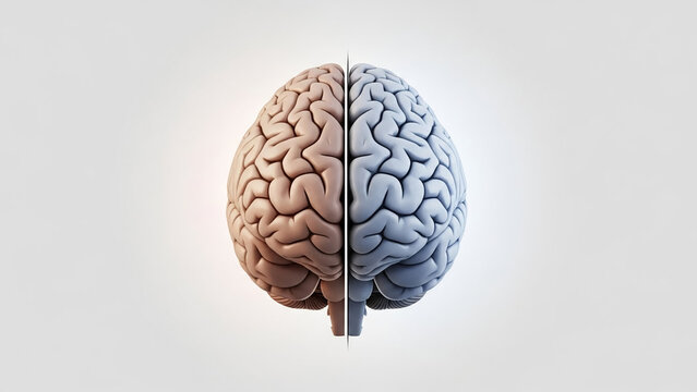 A minimalist medical image illustrating the two hemispheres of the human brain.