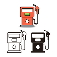 Gas Station Pump Icon Flat Vector Set