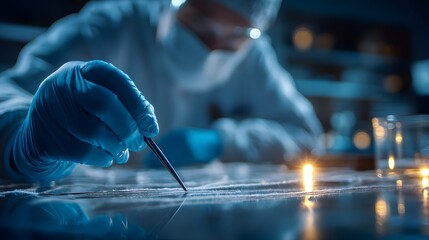 Lab Technician Analyzing Sample in Modern Research Facility