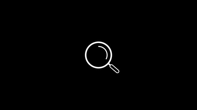 White Magnifying Glass Icon on a Black Background search symbol