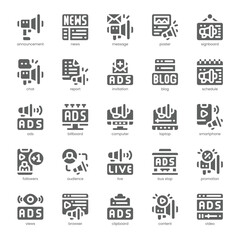 Announcement Icon pack for your website, mobile, presentation, and logo design. Announcement Icon solid design. Vector graphics illustration and editable stroke.