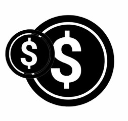 Obraz premium Modern dollar sign logo with two overlapping coins