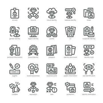 Identity Icon pack for your website, mobile, presentation, and logo design. Identity Icon outline design. Vector graphics illustration and editable stroke.