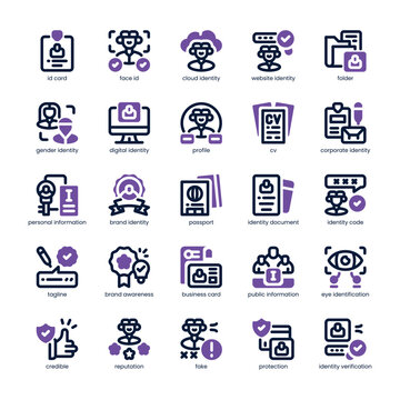 Identity Icon pack for your website, mobile, presentation, and logo design. Identity Icon dual tone design. Vector graphics illustration and editable stroke.