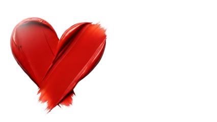 Rich red lipstick swatch artfully blended into a heart shape on a black background