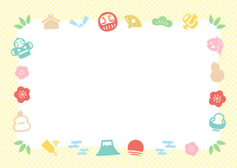 正月の縁起物のかわいいフレーム