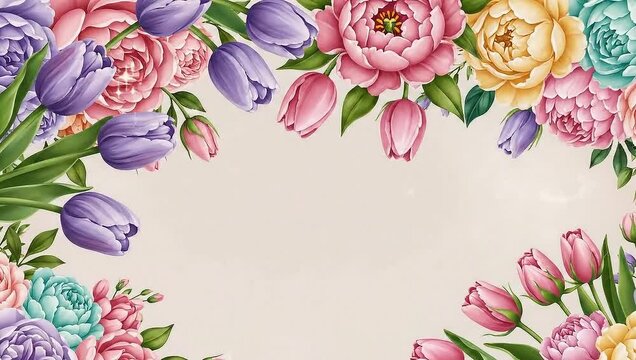 Beautiful floral background with colorful flowers and leaves.