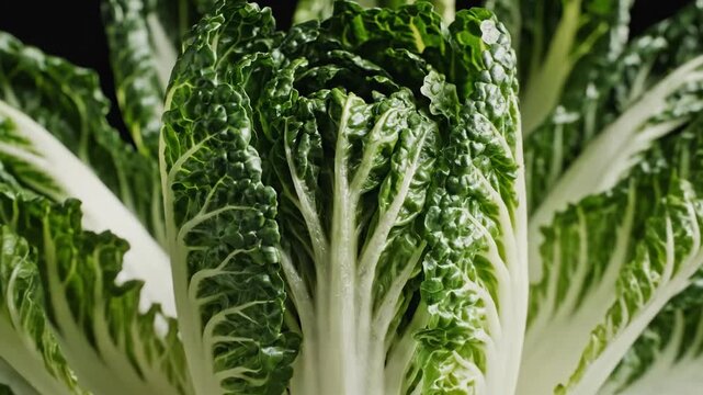 Close-up of fresh, deep emerald chicory leaves with intricate veining, showcasing natural textures and vibrant green hues.