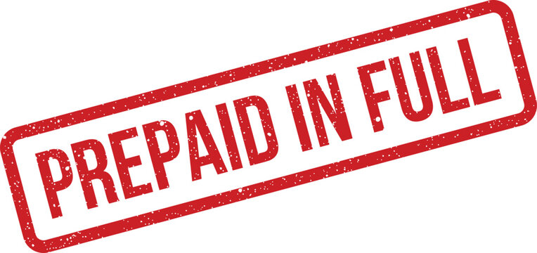 Official red rubber stamp with grungy texture stating prepaid in full for complete payment status