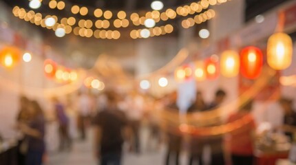 Vibrant festival or event in full swing, Crowd at a night market, Festival atmosphere with bright lights