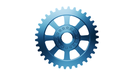 Blue gear wheel isolated on white background