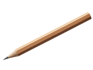 Sharp wooden pencil with black tip, isolated on white background with natural lighting, showcasing detailed texture and vibrant color palette