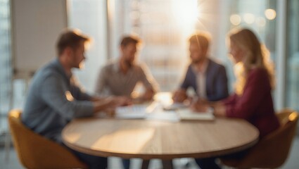 Business team meeting in modern office with blurred effect