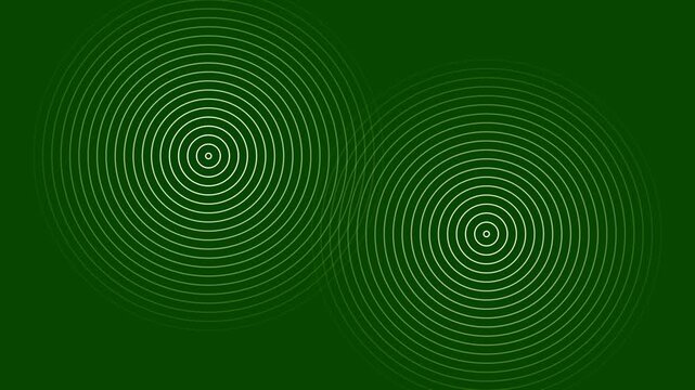 Green Digital Concentric Circles Background. Abstract Technology Wave Pattern.