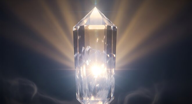 Illuminating crystal obelisk radiating ethereal light and translucent beauty