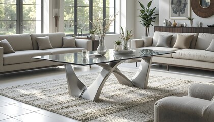 Modern Living Room with Glass Coffee Table