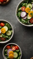 Photorealistic Fresh Healthy Salad with Vibrant Vegetables Top View