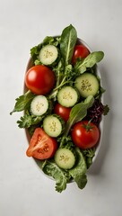 Photorealistic Fresh Healthy Salad with Vibrant Vegetables Top View