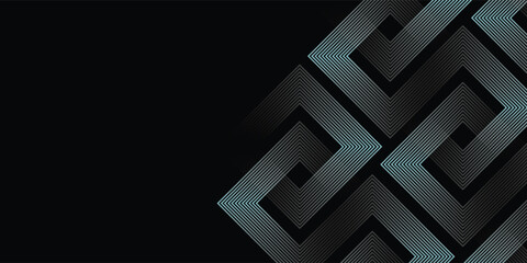 Black colour abstract background with sky blue colour geometric arrow shapes glowing lines vector illustration eps10. Futuristic, technology,Luxury, pattern.