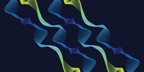 Abstract dark blue background with wave line pattern. Futuristic technology concept. Suit for banner, poster, cover, brochure, flyer. Vector illustration