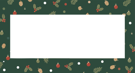 Festive Christmas Border with Holly and Pinecones Ideal for Seasonal Greetings and Invitations © khafid