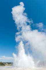 Eruption of the Great Fountain Geyser in Yellowstone National park.