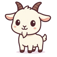 Fototapeta premium Cute cartoon goat with big eyes, horns, and a charming expression