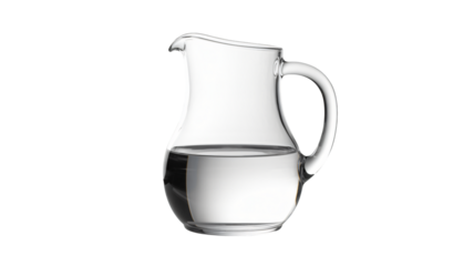 Glass Pitcher with Water in Modern Minimalist Style with Soft Natural Lighting on White Background for Beverage Advertising