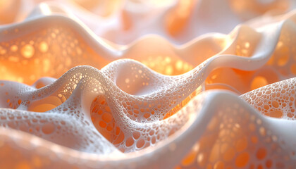 Tactile 3D sensory abstract texture background with soft foam waves and subtle translucency