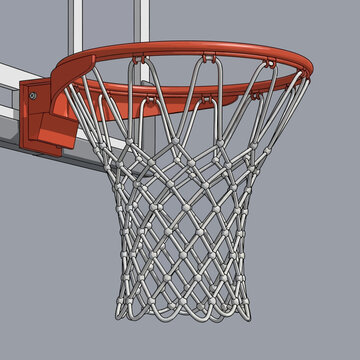 Close-up of a Basketball Hoop with Net.