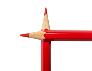 Two Red Pencils Forming a Corner Shape.