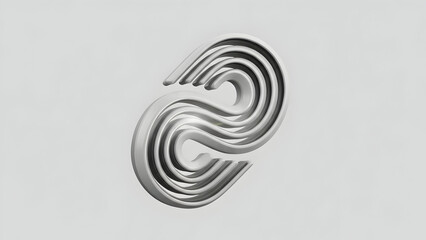 Silver Infinity Symbol on White Background.