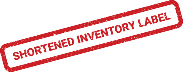 Distressed red rectangular label mark signifying shortened inventory for stock management purposes