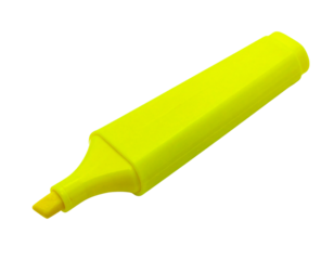 Yellow highlighter pen isolated on white background.