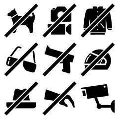 Icon set for visitor rules in public place