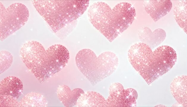 seamless looping background of sparkling pink heart patterns perfect for valentine's day