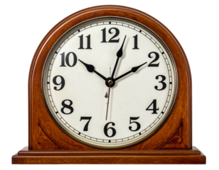 Vintage Wooden Mantel Clock Showing Time.