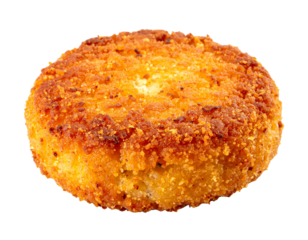 Golden Brown Crispy Fried Potato Croquette Isolated on White Background.