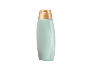 A light blue bottle with a gold cap isolated on a white background.