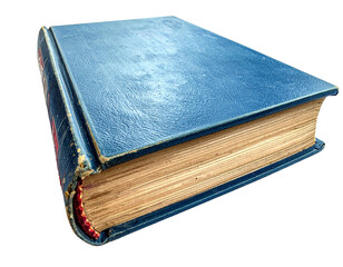 Old Blue Hardcover Book Isolated on White Background.