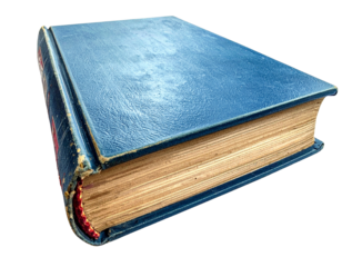 Old Blue Hardcover Book Isolated on White Background.