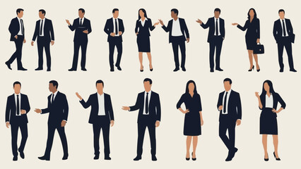 Diverse Group of Business People in Formal Attire Posed Professionally.