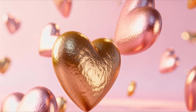 3d rendered valentine background with hearts gently falling on a pink scene perfect for valentine's day