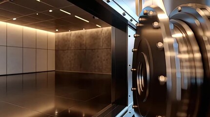 Close-up of a massive metallic bank vault door with intricate locking mechanisms, symbolizing ultimate security and wealth protection. - Powered by Adobe