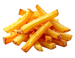 A Pile of Delicious Golden French Fries Isolated on White.