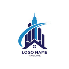 Obraz premium Modern Urban Skyline Logo Design for Real Estate and Corporate Branding Minimalist Abstract Cityscape Icon