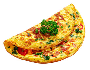 Delicious Omelette with Fresh Herbs and Vegetables.