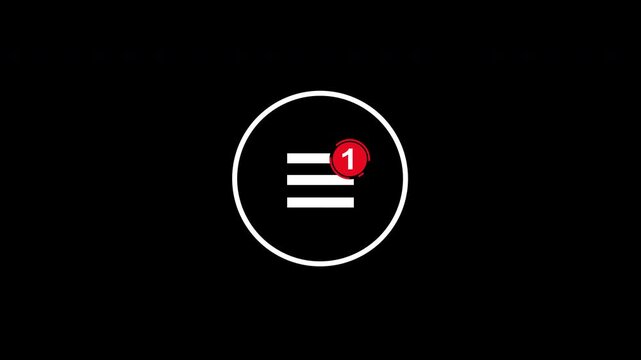 Animated Red Notification Badge on Menu Icon, Minimalist UI UX Alert Indicator with Alpha Channel